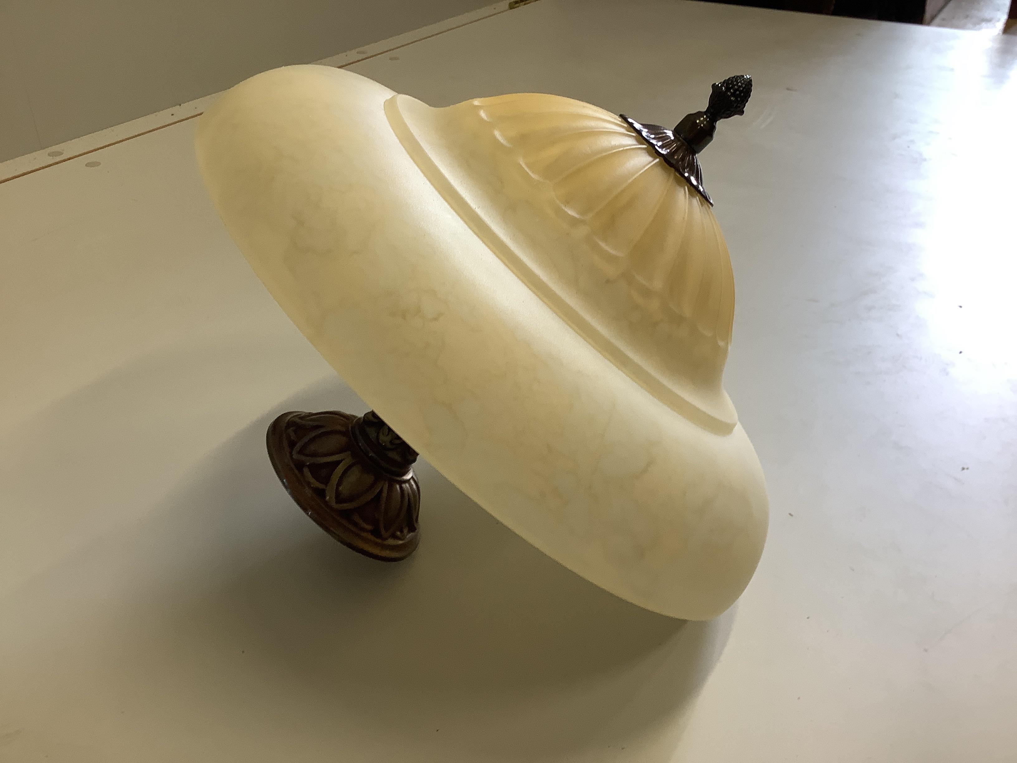 A contemporary Laura Ashley adjustable reading lamp, height 44cm together with an opaque glass ceiling light